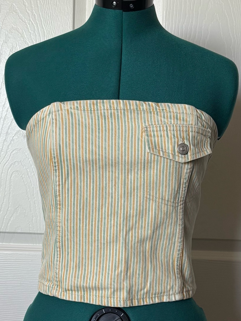 Zara Striped Strapless Crop Top